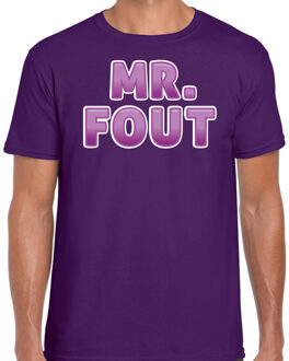 Bellatio Decorations verkleed t-shirt voor heren - Mr. Fout - paars - carnaval 2XL