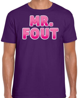 Bellatio Decorations verkleed t-shirt voor heren - Mr. Fout - paars/roze - carnaval 2XL