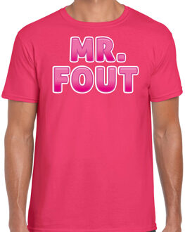 Bellatio Decorations verkleed t-shirt voor heren - Mr. Fout - roze - carnaval 2XL