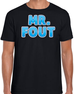 Bellatio Decorations verkleed t-shirt voor heren - Mr. Fout - zwart/blauw - carnaval 2XL