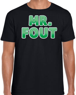 Bellatio Decorations verkleed t-shirt voor heren - Mr. Fout - zwart/groen - carnaval 2XL