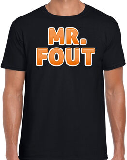 Bellatio Decorations verkleed t-shirt voor heren - Mr. Fout - zwart/oranje - carnaval 2XL