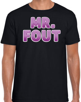 Bellatio Decorations verkleed t-shirt voor heren - Mr. Fout - zwart/paars - carnaval 2XL