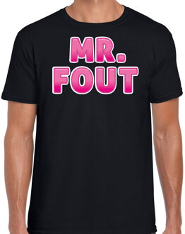 Bellatio Decorations verkleed t-shirt voor heren - Mr. Fout - zwart/roze - carnaval 2XL