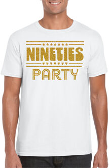 Bellatio Decorations Verkleed T-shirt voor heren - nineties party - wit - jaren 90/90s - themafeest 2XL