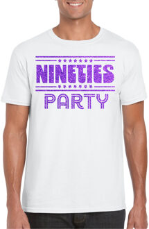 Bellatio Decorations Verkleed T-shirt voor heren - nineties party - wit - jaren 90/90s - themafeest 2XL