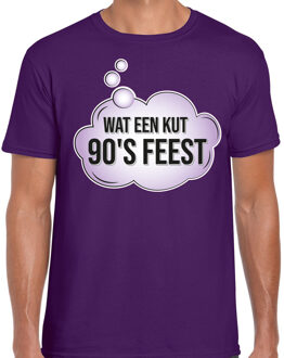 Bellatio Decorations Verkleed T-shirt voor heren - paars - wat een kut 90s feest - paars - 90s party / themafeest 2XL