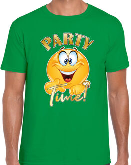 Bellatio Decorations Verkleed T-shirt voor heren - party time emoji - groen - themafeest