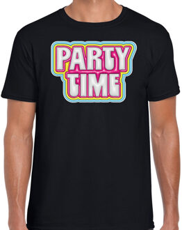 Bellatio Decorations Verkleed T-shirt voor heren - party time - zwart - foute party - carnaval/themafeest M