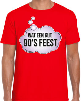 Bellatio Decorations Verkleed T-shirt voor heren - rood - wat een kut 90s feest - rood - 90s party / themafeest M