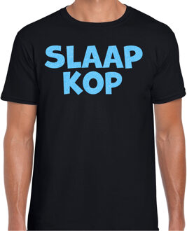 Bellatio Decorations Verkleed T-shirt voor heren - slaap kop - pyjama party - zwart - glitter blauw - themafeest 2XL