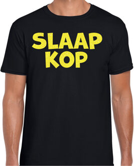 Bellatio Decorations Verkleed T-shirt voor heren - slaap kop - pyjama party - zwart - glitter geel - themafeest 2XL