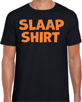 Bellatio Decorations Verkleed T-shirt voor heren - slaap kop - pyjama shirt - zwart - glitter oranje - themafeest 2XL