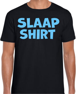 Bellatio Decorations Verkleed T-shirt voor heren - slaap shirt - pyjama party - zwart - glitter blauw - themafeest