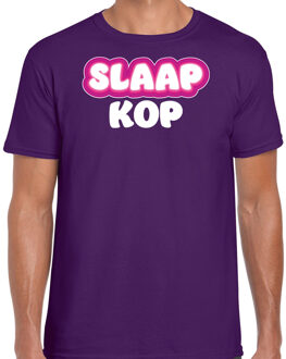 Bellatio Decorations Verkleed T-shirt voor heren - slaapkop - paars - carnaval/foute party 2XL