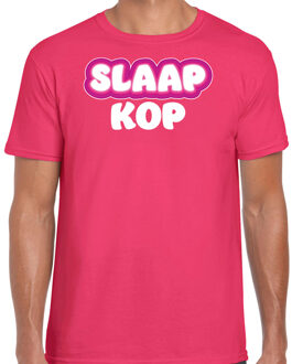 Bellatio Decorations Verkleed T-shirt voor heren - slaapkop - roze - carnaval/foute party 2XL