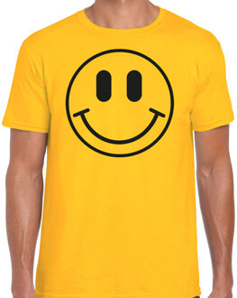 Bellatio Decorations Verkleed T-shirt voor heren - Smile Emoticon - geel - carnaval - foute party - feestkleding M