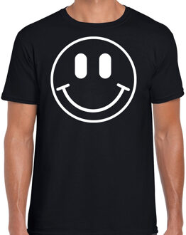 Bellatio Decorations Verkleed T-shirt voor heren - Smile Emoticon - zwart - carnaval - foute party - feestkleding M