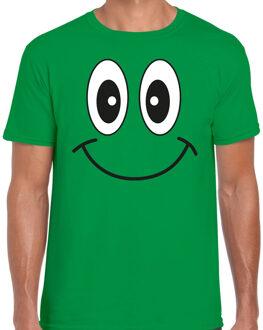 Bellatio Decorations Verkleed T-shirt voor heren - smiley - groen - carnaval - feestkleding 2XL