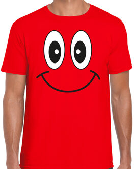 Bellatio Decorations Verkleed T-shirt voor heren - smiley - rood - carnaval - feestkleding 2XL