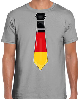 Bellatio Decorations Verkleed T-shirt voor heren - stropdas Duitsland - grijs - supporter - themafeest XL