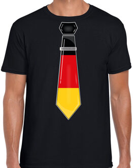 Bellatio Decorations Verkleed T-shirt voor heren - stropdas Duitsland - zwart - supporter - themafeest 2XL