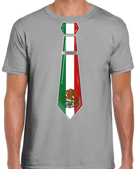 Bellatio Decorations Verkleed T-shirt voor heren - stropdas Mexico - grijs - supporter - themafeest S
