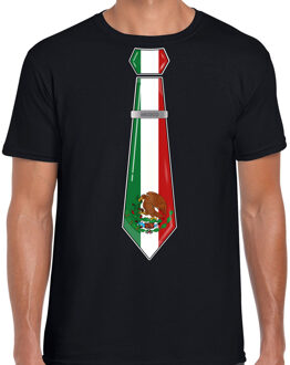 Bellatio Decorations Verkleed T-shirt voor heren - stropdas Mexico - zwart - supporter - themafeest XL