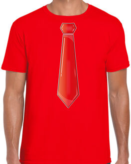 Bellatio Decorations Verkleed t-shirt voor heren - stropdas rood - rood - carnaval - foute party - verkleedshirt