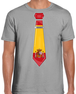 Bellatio Decorations Verkleed T-shirt voor heren - stropdas Spanje - grijs - supporter - themafeest 2XL