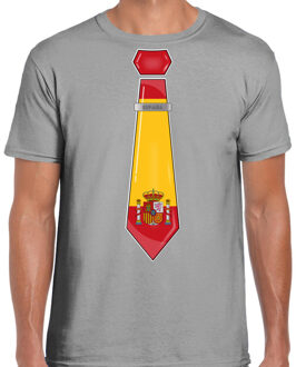 Bellatio Decorations Verkleed T-shirt voor heren - stropdas Spanje - grijs - supporter - themafeest