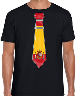 Bellatio Decorations Verkleed T-shirt voor heren - stropdas Spanje - zwart - supporter - themafeest