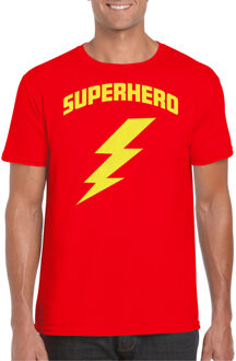 Bellatio Decorations Verkleed T-shirt voor heren - superheld - rood/geel - stripfiguren - carnaval/themafeest