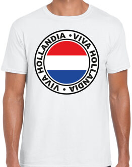 Bellatio Decorations Verkleed T-shirt voor heren - Viva Hollandia - wit - voetbal supporter - themafeest 2XL