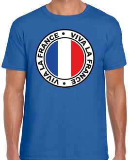 Bellatio Decorations Verkleed T-shirt voor heren - Viva La France - blauw - voetbal supporter - themafeest 2XL
