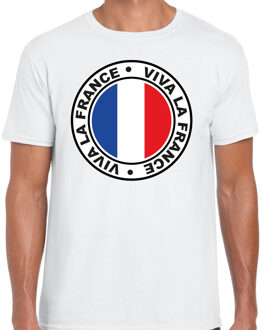 Bellatio Decorations Verkleed T-shirt voor heren - Viva La France - wit - voetbal supporter - themafeest XL