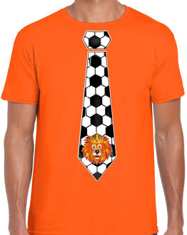 Bellatio Decorations Verkleed T-shirt voor heren - voetbal stropdas - oranje - EK/WK voetbal supporter - Nederland XL