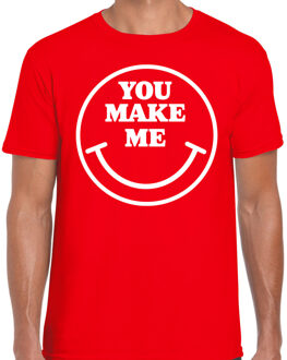 Bellatio Decorations Verkleed T-shirt voor heren - you make me - smiley - rood - carnaval - foute party L