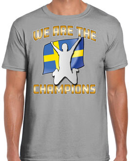 Bellatio Decorations Verkleed T-shirt voor heren - Zweden - grijs - voetbal supporter - themafeest L