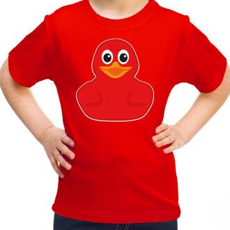Bellatio Decorations Verkleed T-shirt voor jongens/meisjes - eendje - rood - Carnaval - feestkleding S (122-128)