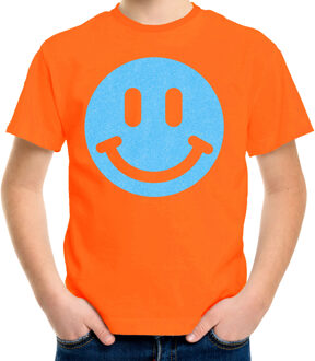 Bellatio Decorations Verkleed T-shirt voor jongens - Smile Emoticon - oranje - carnaval - feestkleding voor kinderen S (122-128)