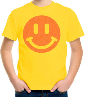 Bellatio Decorations Verkleed T-shirt voor jongens - smiley - geel - carnaval - feestkleding kind XS (110-116)