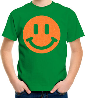 Bellatio Decorations Verkleed T-shirt voor jongens - smiley - groen - carnaval - feestkleding kind XS (110-116)