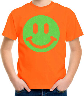 Bellatio Decorations Verkleed T-shirt voor jongens - smiley - oranje - carnaval - feestkleding kind L (146-152)