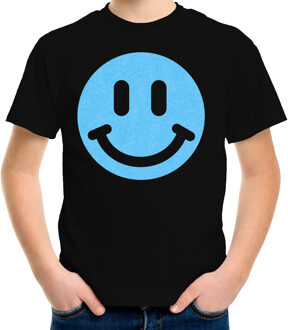 Bellatio Decorations Verkleed T-shirt voor jongens - smiley - zwart - carnaval - feestkleding kind L (146-152)