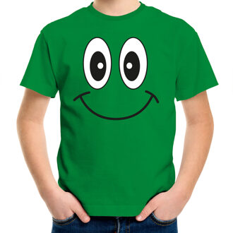 Bellatio Decorations Verkleed t-shirt voor kinderen/jongens - smiley - groen - feestkleding L (146-152)