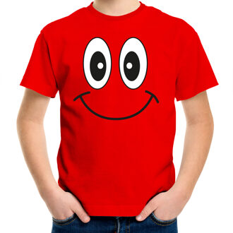 Bellatio Decorations Verkleed t-shirt voor kinderen/jongens - smiley - rood - feestkleding XS (110-116)