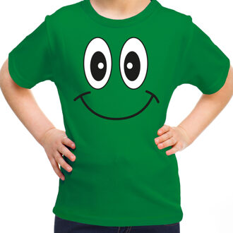 Bellatio Decorations Verkleed t-shirt voor kinderen/meisje - Smile Emoticon - groen - feestkleding XS (110-116)