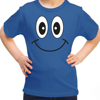 Bellatio Decorations Verkleed t-shirt voor kinderen/meisje - smiley - blauw - feestkleding L (146-152)