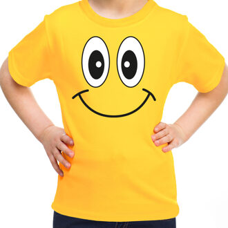 Bellatio Decorations Verkleed t-shirt voor kinderen/meisje - smiley - geel - feestkleding L (146-152)